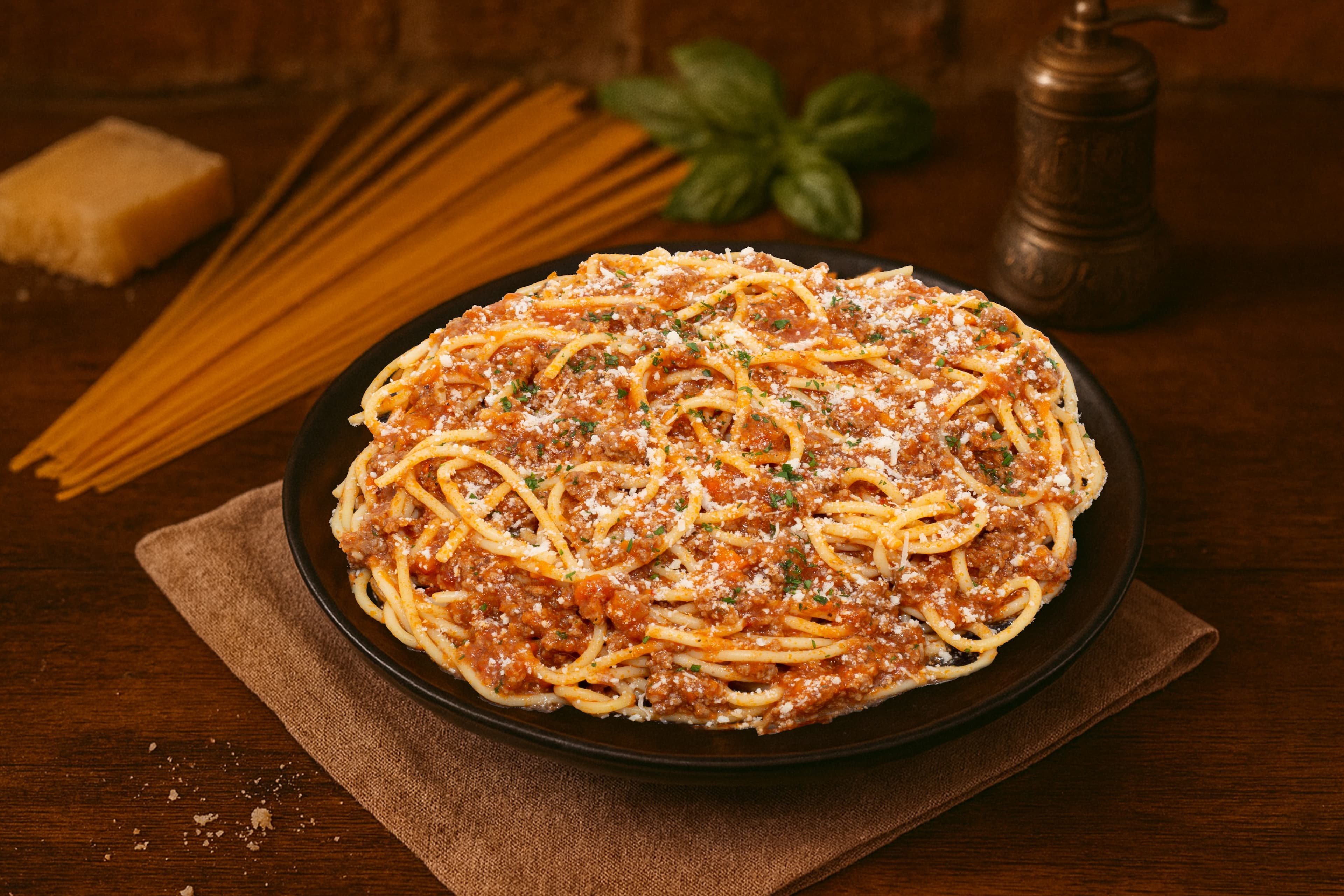 Spaghetti with Traditional Beef Bolognese Ragu